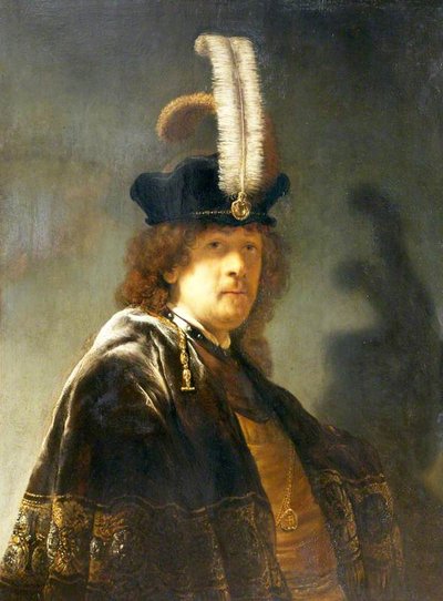 Self-Portrait in a Feathered Hat by Rembrandt van Rijn